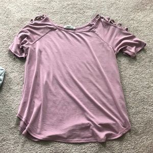 Light purple crossed at the shoulders shirt